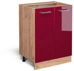 Vicco K&uuml;chenunterschrank R-Line Bordeaux Hochglanz/Goldkraft Eiche 60 cm ohne