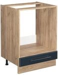 Vicco Herdumbauschrank Fame-Line Dunkelblau Hochglanz/Goldkraft Eiche 60 cm ohne