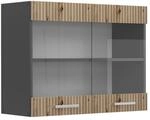 Vicco K&uuml;chenglasschrank R-Line Glash&auml;ngeschrank Artisan-Eiche/Anthrazit 80 cm