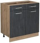 Vicco K&uuml;chenunterschrank R-Line Schwarz Beton 80 cm ohne Arbeitsplatte mit...
