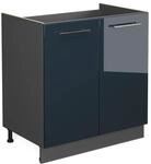 Vicco Sp&uuml;lenunterschrank Fame-Line Dunkelblau Hochglanz 80 cm ohne...