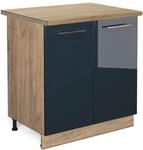 Vicco Sp&uuml;lenunterschrank Fame-Line Dunkelblau Hochglanz/Goldkraft Eiche 80 cm...