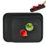 Relaxdays Serviertablett 2er Set Kunststoff Schwarz Rutschfest 56 cm x 41 cm