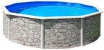 Waterman Stahlwandpool Rund 460 x 120cm Stahl 0,45mm Steinoptik Folie 0,3mm Blau