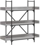 vidaXL B&uuml;cherregal 3 B&ouml;den Grau Sonoma 100x33x108,5 cm Holzwerkstoff