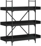 vidaXL B&uuml;cherregal 3 B&ouml;den Schwarz 100x33x108,5 cm Holzwerkstoff