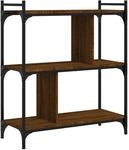 vidaXL B&uuml;cherregal 3 B&ouml;den Braun Eichen-Optik 76x32x88cm Holzwerkstoff