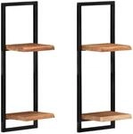 vidaXL Wandregale 2 Stk 25x25x75 cm Massivholz Akazie und Stahl 338462