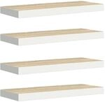 vidaXL Schweberegale 4 Stk Eichen-Optik und Wei&szlig; 60x23,5x3,8 cm MDF 326578