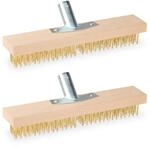 Relaxdays Drahtbesen 2er Set Buchenholz Stahlborsten 30 cm Breite