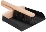 Relaxdays Kehrgarnitur Eisen Buchenholz Schwarz Natur mit Wandaufh&auml;ngung 6 cm x 24