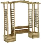 vidaXL Garten-Pergola mit Bank Pflanzk&uuml;beln Kiefernholz Impr&auml;gniert Modell 1