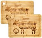 DuneDesign Schneidebrett aus Bambus 2er Set 33 x 23 x 2 cm mit Saftrille