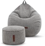 Green Bean Sitzhocker Motiv-Sitzsack 100 x 50 x 120 cm Linen Waschbarer Bezug Grau