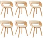 vidaXL Esszimmerst&uuml;hle 6 Stk Creme Bugholz und Kunstleder 278864