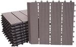 MCW WPC Bodenfliese Sarthe mit Abschluss Holzoptik Balkon/Terrasse 11x Je 30x30cm -