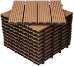 ECD Germany WPC Terrassenfliesen 30x30 cm 22er Spar Set Hellbraun in Holzoptik
