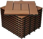 ECD Germany WPC Terrassenfliesen 30x30 cm 22er Spar Set Hellbraun Mosaik