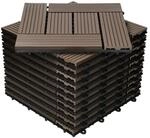 ECD Germany WPC Terrassenfliesen 30x30cm 44er Spar Set Dunkelbraun Holzoptik