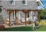 Skan Holz Terrassen&uuml;berdachung Bormio 541 cm x 350 cm Leimholz Nussbaum