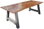SAM Esstisch Baumkante Massiv Mango Natur 180 x 90 Silber A-Gestell DORA
