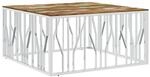 vidaXL Couchtisch Silbern Edelstahl und Altholz Massiv Modell 4
