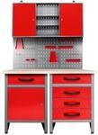 Ondis24 Werkstatt Set Entdecker 120 cm 1 Schrank Rot Werkstatteinrichtung Werkbank