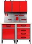 Ondis24 Werkstatt Set Entdecker 120 cm 2 Schr&auml;nke Rot Werkstatteinrichtung...