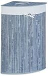 Relaxdays Eckw&auml;schekorb Bambus Grau Faltbar mit Deckel 65 cm x 49,5 cm x 37 cm 1,7
