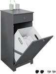 SoBuy W&auml;scheschrank mit ausklappbarem W&auml;schesack MDF Grau BZR21-DG