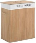 HOMCOM W&auml;schekorb mit Waschbarem W&auml;schesammler Bambus Natur 100L 52 x 32 x 63 cm