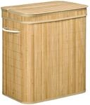 HOMCOM W&auml;schekorb mit Deckel 90 L Bambus Naturholz 54,2L x 35,2B x 59,5H cm