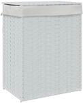 vidaXL W&auml;schekorb mit Deckel Wei&szlig; 46x33x60 cm Poly Rattan 372033