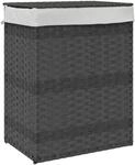 vidaXL W&auml;schekorb mit Deckel Grau 46x33x60 cm Poly Rattan 372031