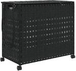vidaXL W&auml;schekorb mit Rollen Schwarz 66x35x60 cm Rattan 372047