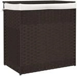 vidaXL W&auml;schekorb mit 2 F&auml;chern Dunkelbraun 53x35x57 cm Poly Rattan 372035