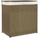 vidaXL W&auml;schekorb mit 2 F&auml;chern 53x35x57 cm Poly Rattan 372034