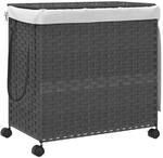 vidaXL W&auml;schekorb mit Rollen Grau 60x35x60,5 cm Rattan 372041
