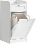 Songmics Badezimmerschrank Siren mit W&auml;schesammler und Schublade Wei&szlig;
