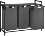 Vasagle W&auml;schesammler 3 F&auml;cher und Ablage 92,5 x 33 x 72 cm Schwarz-Grau 114,