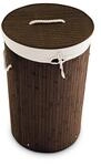 Relaxdays W&auml;schekorb Bambus Braun Rund Faltbar mit Deckel 65 cm x 41 cm 1,9 kg