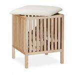 Relaxdays W&auml;schekorb Walnussholz Natur Wei&szlig; Mit Sitz 51 cm x 41 cm x 41 cm 4,2 kg