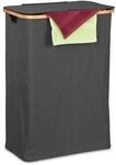 Relaxdays W&auml;schekorb Polyester Bambus Schwarz Natur Faltbar mit Deckel 105, 75 cm x