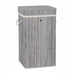 Relaxdays W&auml;schekorb Bambus Grau Faltbar mit Deckel 63 cm x 36 cm x 36 cm 1,8 kg