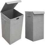 DuneDesign 2er Set W&auml;schekorb 50 Liter mit Deckel & XXL W&auml;schesammler