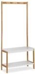 Relaxdays Garderobenst&auml;nder mit Schuhregal Bambus Wei&szlig; 150 cm x 70,5 cm x 30 cm