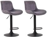 CLP 2er Set Barhocker Lentini Samt Dunkelgrau/Schwarz