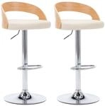 vidaXL Barhocker 2 Stk Cremewei&szlig; Kunstleder und Bugholz 283147