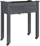 vidaXL Pflanzk&uuml;bel mit Einsatz und Rollen Grau 71x37x80 cm Tannenholz 3157825