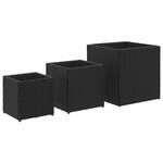 vidaXL Pflanzk&uuml;bel 3 Stk Schwarz Poly Rattan 2107784